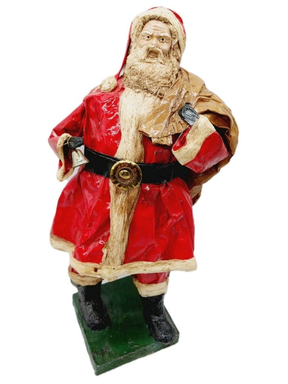 Santa Claus Paper Mache 14” Holding Sack Folk Art Made In Mexico